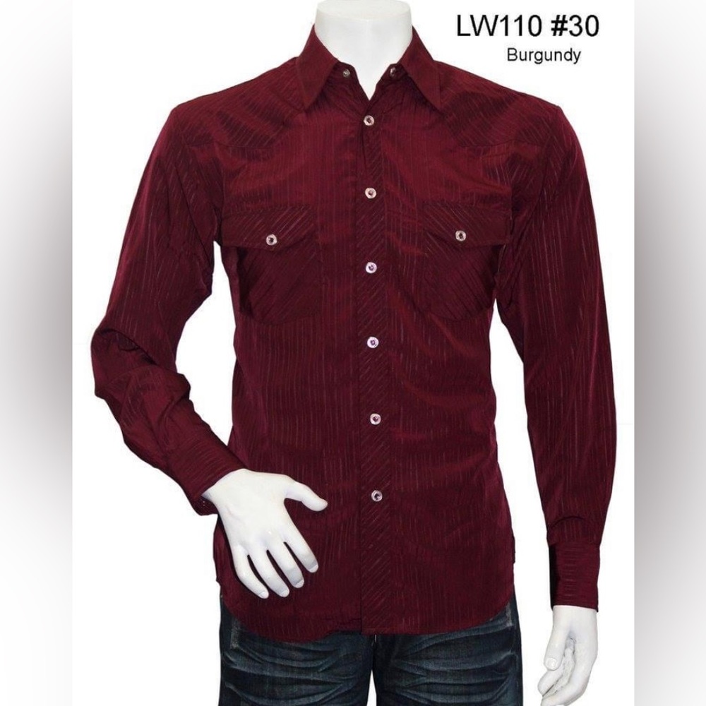 Men’s Western snap button shirt in wine